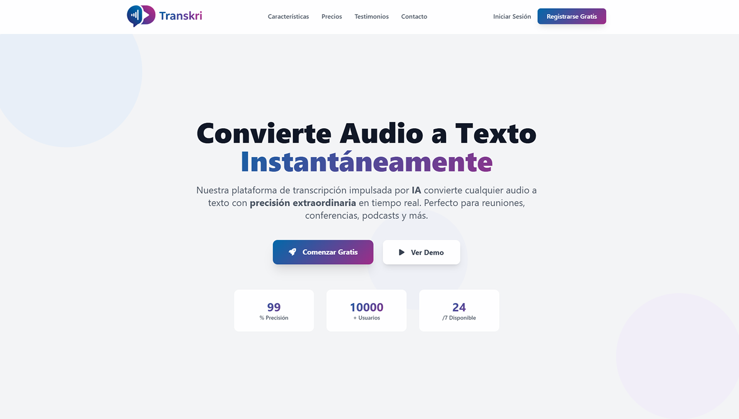 Transkri AI — SaaS de Transcripción Inteligente con IA